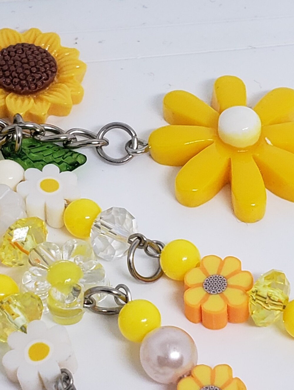 Handmade beaded boho sunflower ladybug daisy keychain bag charm - Picture 4 of 13